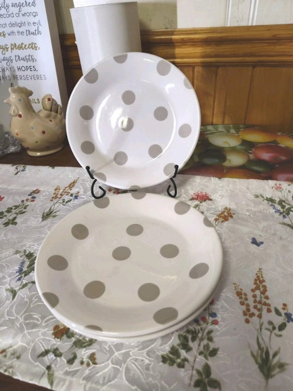 Lot Of 3 Kate Spade Lenox Deco Dot 8" Salad Plates Gray Dots